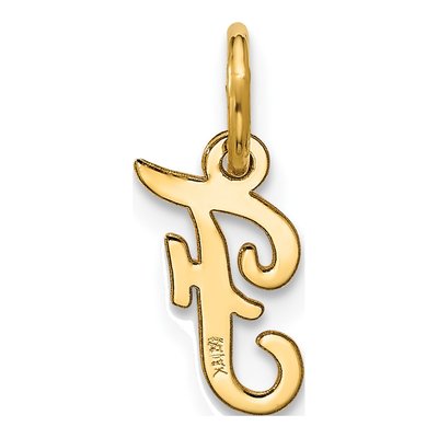 10K Yellow Gold Script Initial F Pendant – view 3