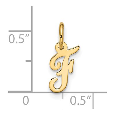 10K Yellow Gold Script Initial F Pendant – view 4