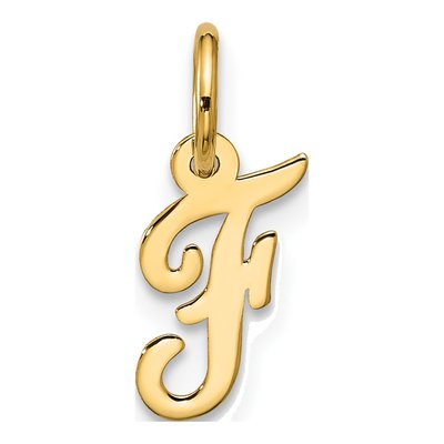 10K Yellow Gold Script Initial F Pendant