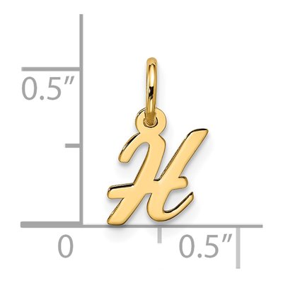 10K Yellow Gold Script Initial H Pendant – view 4
