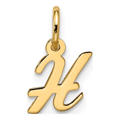 10K Yellow Gold Script Initial H Pendant