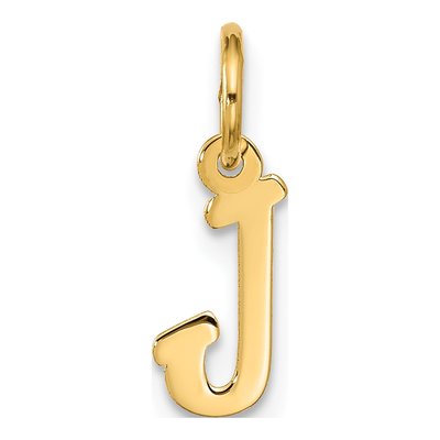 10K Yellow Gold Script Initial J Pendant