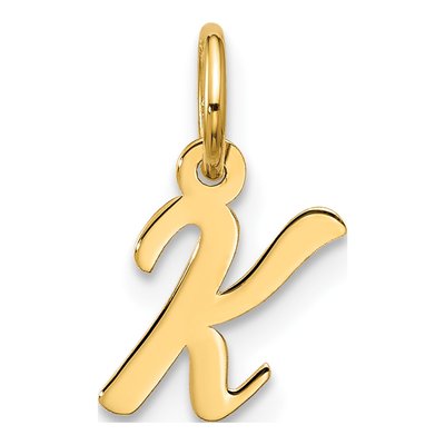 10K Yellow Gold Script Initial K Pendant
