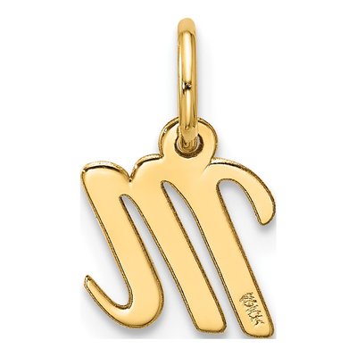 10K Yellow Gold Script Initial M Pendant – view 3