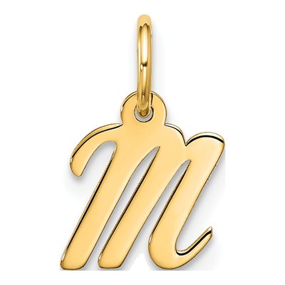 10K Yellow Gold Script Initial M Pendant