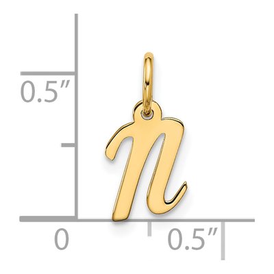 10K Yellow Gold Script Initial N Pendant – view 4