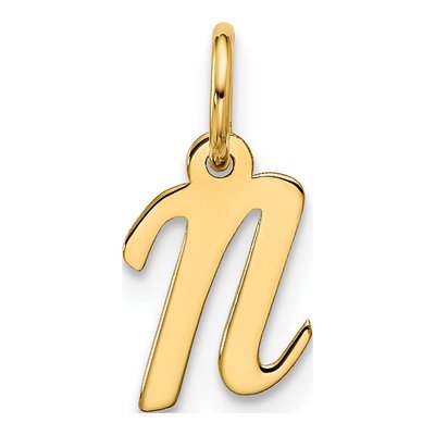 10K Yellow Gold Script Initial N Pendant