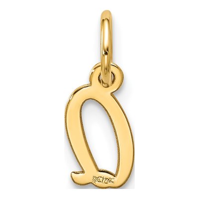 10K Yellow Gold Small Script Initial Q Charm – view 3
