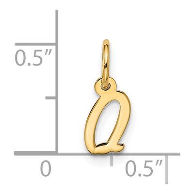 10K Yellow Gold Small Script Initial Q Charm – view 4
