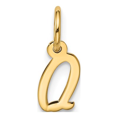 10K Yellow Gold Small Script Initial Q Charm