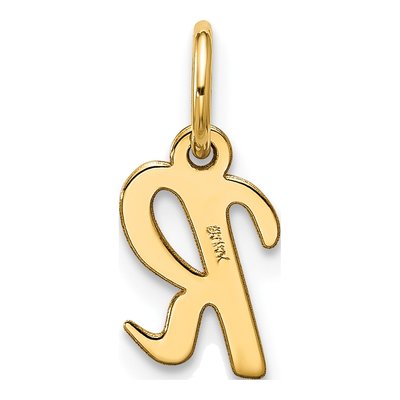 10K Yellow Gold Script Initial R Pendant – view 3