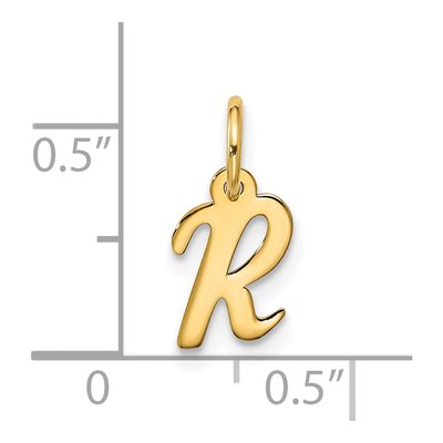 10K Yellow Gold Script Initial R Pendant – view 4