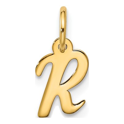 10K Yellow Gold Script Initial R Pendant