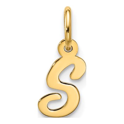 10K Yellow Gold Script Initial S Pendant