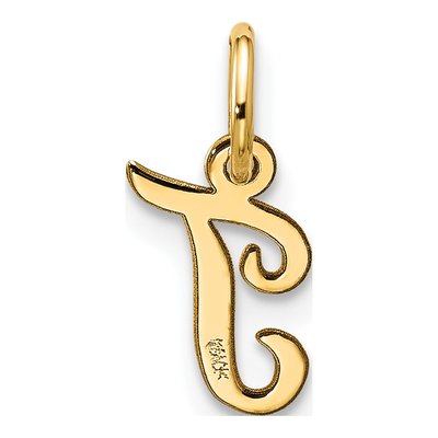 10K Yellow Gold Script Initial T Charm – view 3