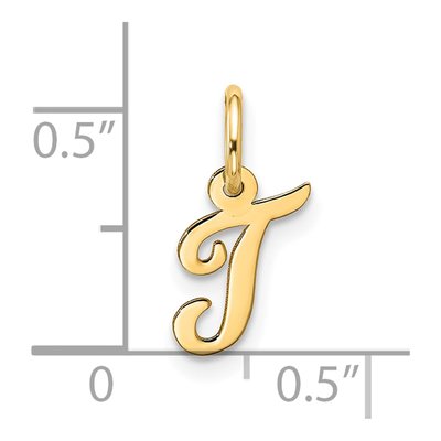 10K Yellow Gold Script Initial T Charm – view 4
