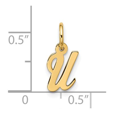 10K Yellow Gold Script Initial U Charm – view 4