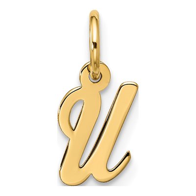 10K Yellow Gold Script Initial U Charm