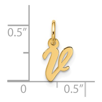 10K Yellow Gold Script Initial V Charm – view 5