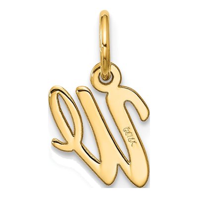 10K Yellow Gold Script Initial W Pendant – view 3