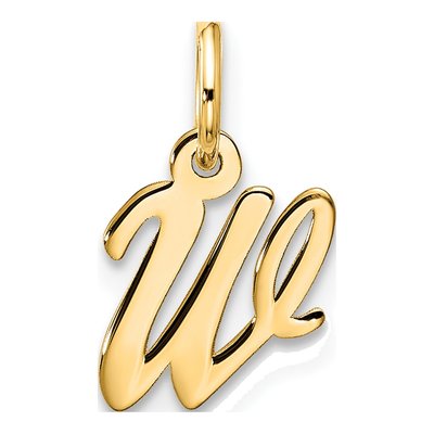 10K Yellow Gold Script Initial W Pendant