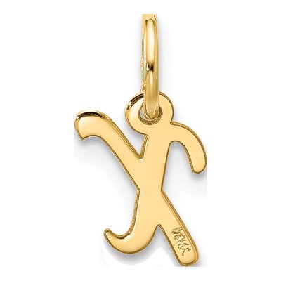 10K Yellow Gold Script Initial X Charm – view 3