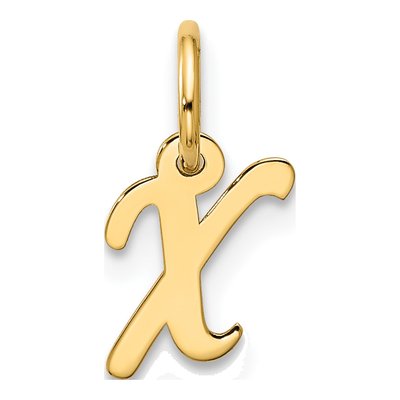 10K Yellow Gold Script Initial X Charm