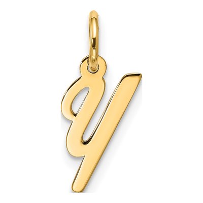 10K Yellow Gold Script Initial Y Pendant