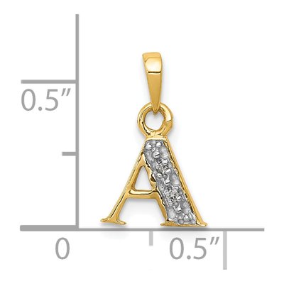10K Yellow Gold Diamond Initial A Pendant – view 4