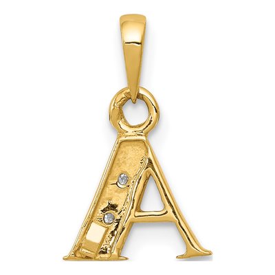 10K Yellow Gold Diamond Initial A Pendant – view 5