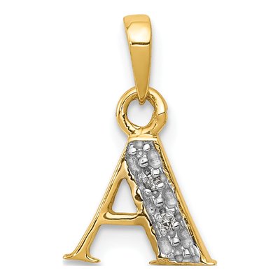 10K Yellow Gold Diamond Initial A Pendant