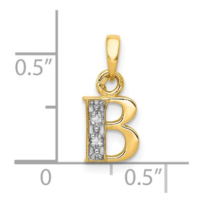 10K Yellow Gold Diamond Initial B Pendant – view 4