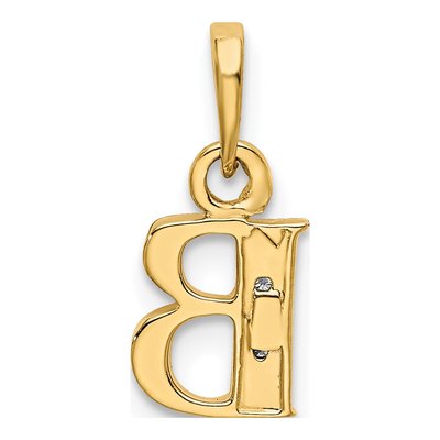 10K Yellow Gold Diamond Initial B Pendant – view 5