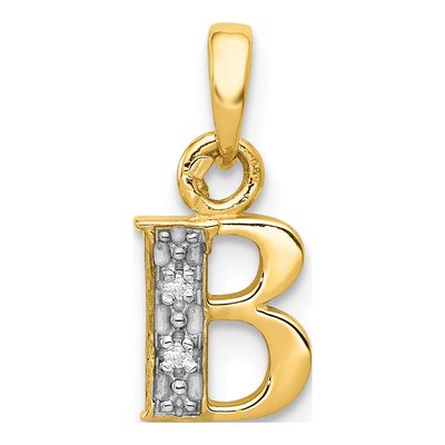 10K Yellow Gold Diamond Initial B Pendant