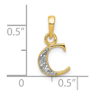 10K Yellow Gold Diamond Initial C Pendant – view 4