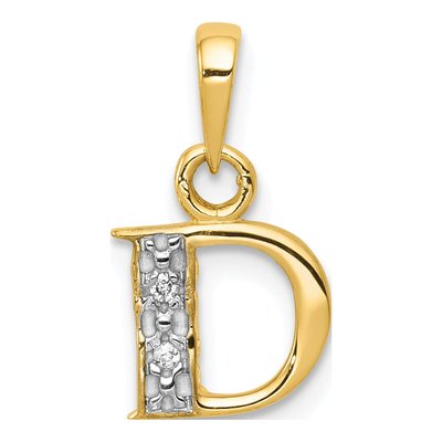 10K Yellow Gold Diamond Initial D Pendant