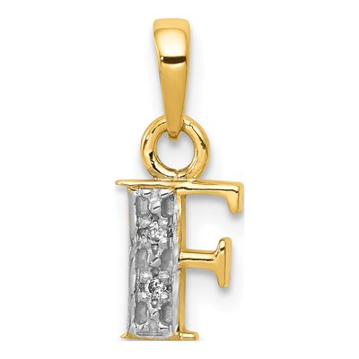 10K Yellow Gold Diamond Initial F Charm