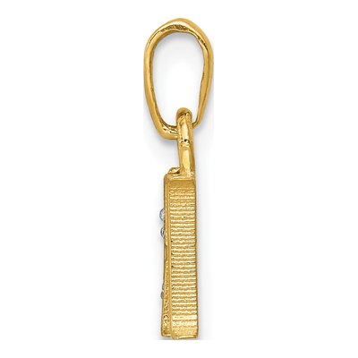10K Yellow Gold Diamond Initial H Pendant – view 3