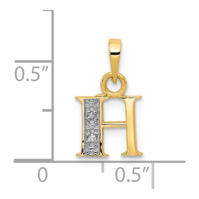 10K Yellow Gold Diamond Initial H Pendant – view 4