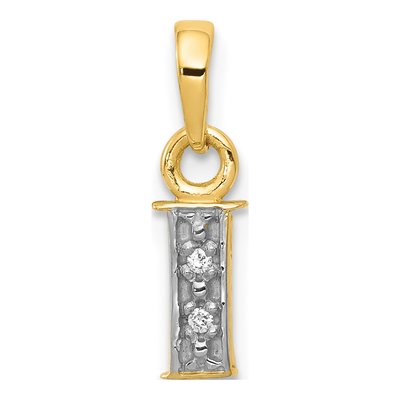 10K Yellow Gold Diamond Initial I Charm