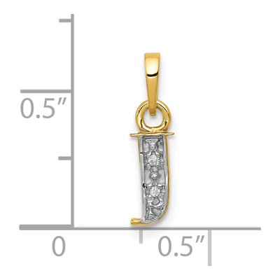 10K Yellow Gold Diamond Initial J Charm – view 4