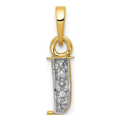 10K Yellow Gold Diamond Initial J Charm