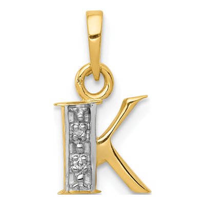 10K Yellow Gold Diamond Initial K Charm