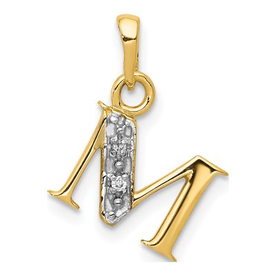 10K Yellow Gold Diamond Initial M Charm