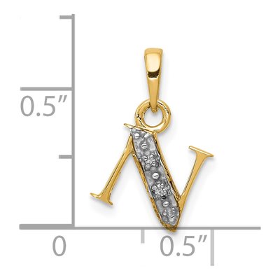 10K Yellow Gold Diamond Initial N Charm – view 3