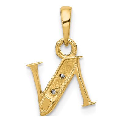 10K Yellow Gold Diamond Initial N Charm – view 4