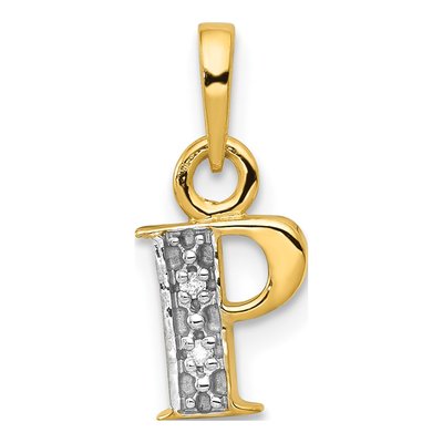 10K Yellow Gold Diamond Initial P Charm