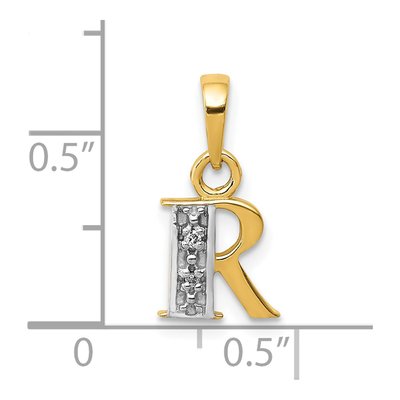 10K Yellow Gold Diamond Initial R Charm – view 4