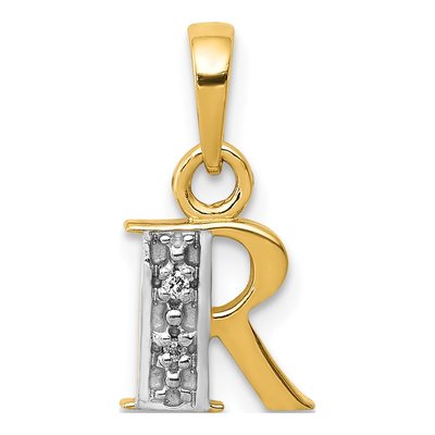 10K Yellow Gold Diamond Initial R Charm