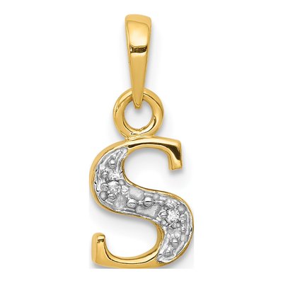 10K Yellow Gold Diamond Initial S Charm
